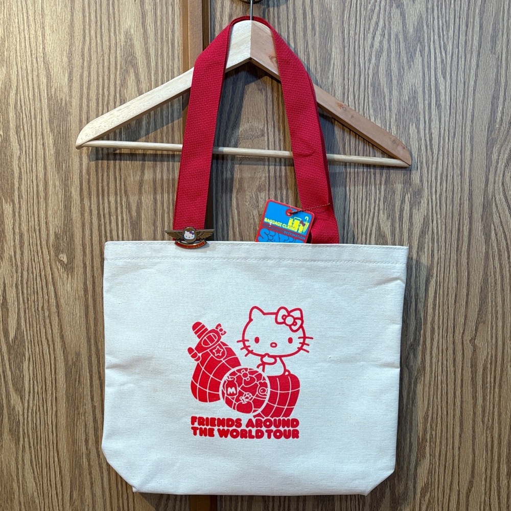 NWOT Hello Kitty Canvas Tote with Red Straps and Accent